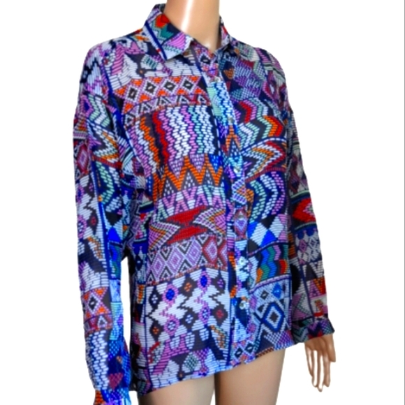 Mara Hoffman Button Down Silk Cutout Blouse Small - Picture 2 of 10